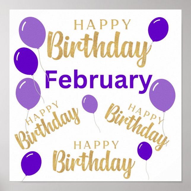 February happy birthday poster (Front)