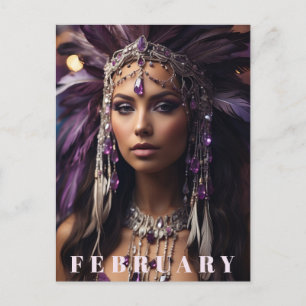 *~* FEBRUARY Headdress Boho AMETHYST AP53 Postcard