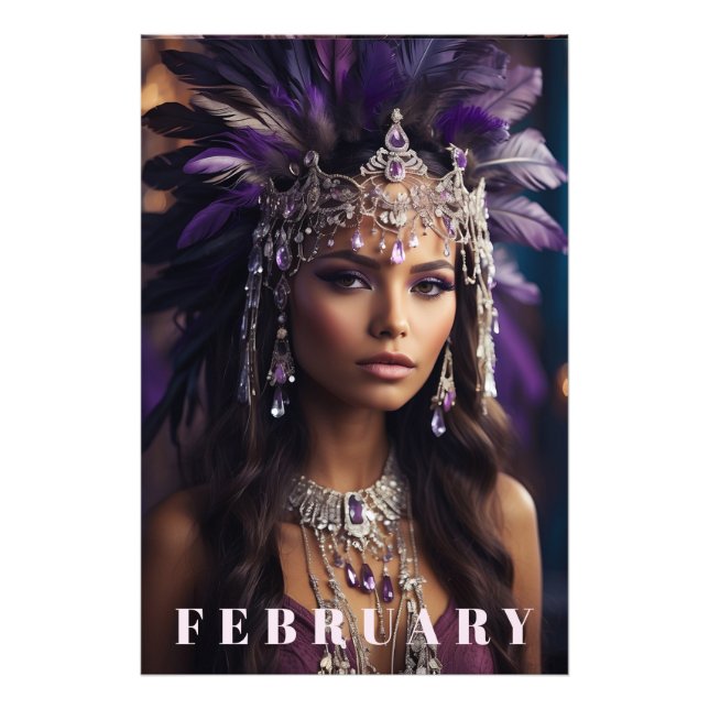 *~* FEBRUARY Headdress Boho AP53 AMETHYST  Photo Print (Front)
