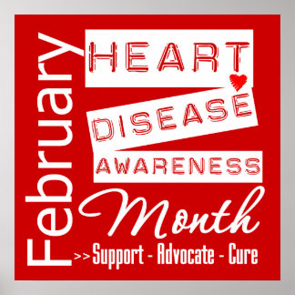 February Heart Disease Awareness Month Go Red Poster