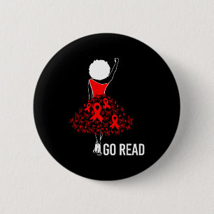 February Heart Disease Awareness Month Red African Button