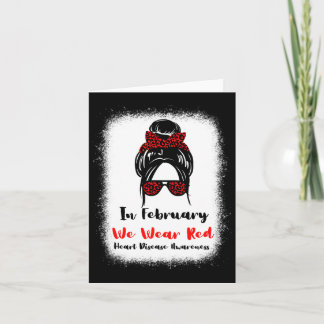 February Heart Health Go Red Messy Bun Women  Card
