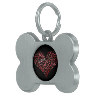 February Heart Pet ID Tag