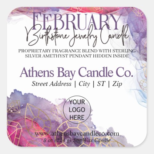 February Hidden Jewelry Candle Product Label