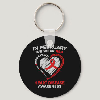 February I Wear Red Heart Disease Awareness Chd Su Keychain