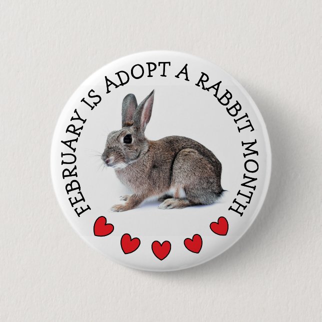 February is Adopt a Rabbit Month Button (Front)