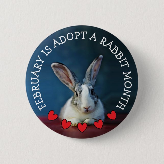 February is Adopt a Rabbit Month Button (Front)