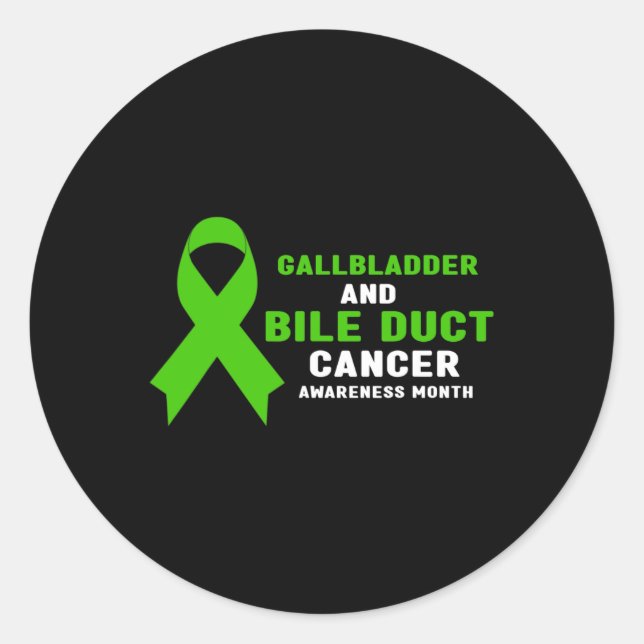February Is Gallbladder And Bile Duct Cancer Aware Classic Round Sticker (Front)