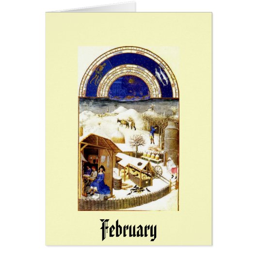 February - Les Tres Riches Heures du Duc de Berry Cards (Front)