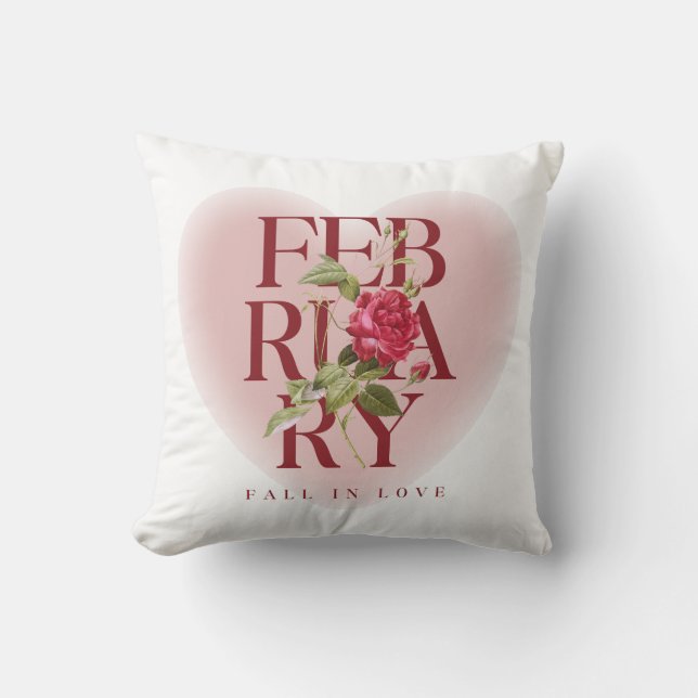 February Love Throw Pillow (Front)