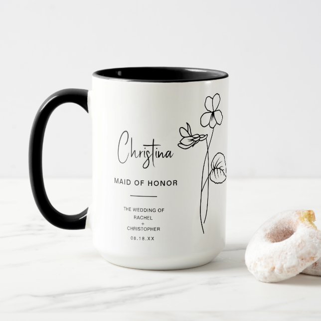 February Maid of Honor | Violet Birth Flower Mug (With Donut)
