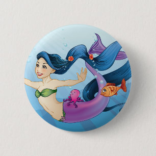 February Mermaid Pinback Button