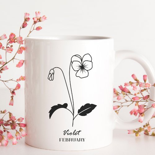 February Monogram Birth Flower Month Coffee Mug