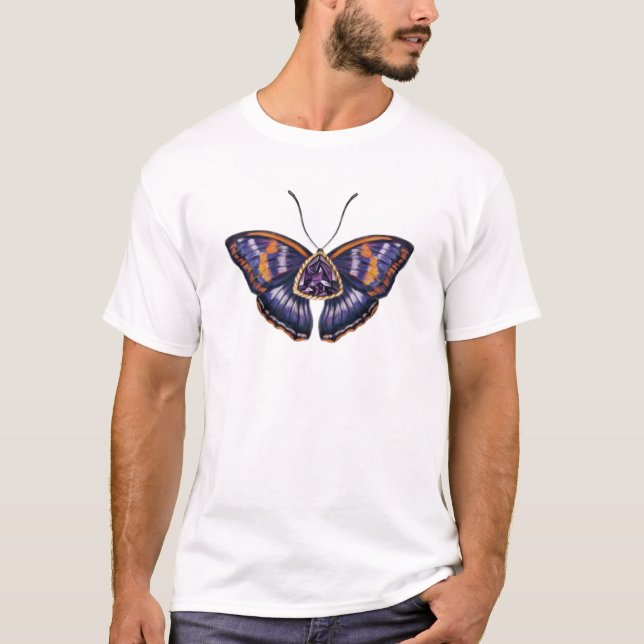 February Purple Agathina Emperor Butterfly Art T-Shirt (Front)