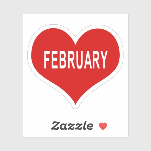 FEBRUARY Red Love Heart Vinyl Sticker (Sheet)