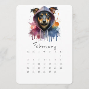 February Stand-Alone Calendar Dog Splash Art
