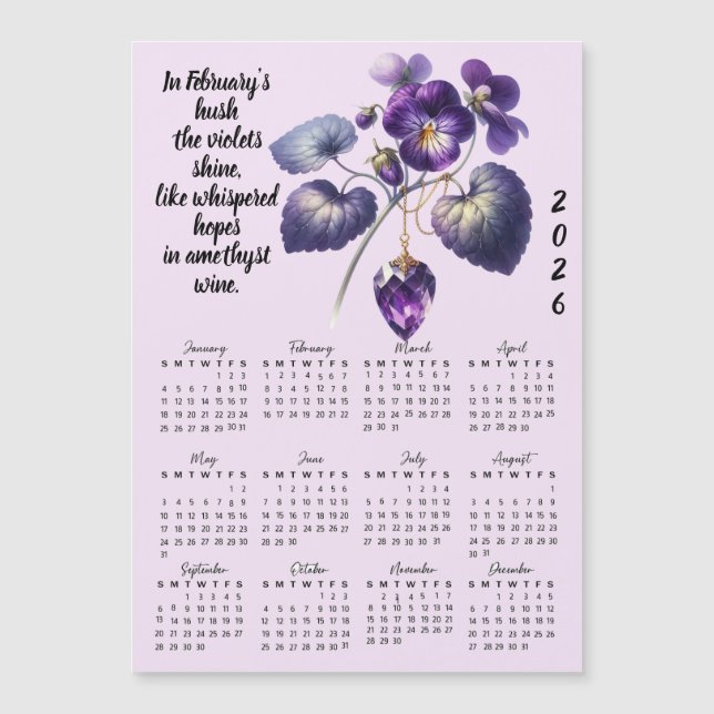 February Violet & Amethyst Calendar  (Front)