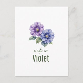February Violet Birth Flowe Wall Art Watercolor Postcard