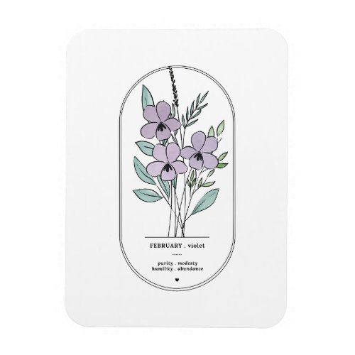 February Violet Birth Flower  Magnet