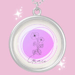 February Violet Birth Flower Necklace Personalized<br><div class="desc">Embrace the elegance and grace of February's birth flower with our "Personalized Violet Birth Flower Necklace". Each delicate charm is designed with a beautifully detailed violet, symbolically nestled within a subtle lavender-hued circle, representing purity, love, and affection. Below the bloom, the recipient's name is artfully inscribed in an exquisite font,...</div>