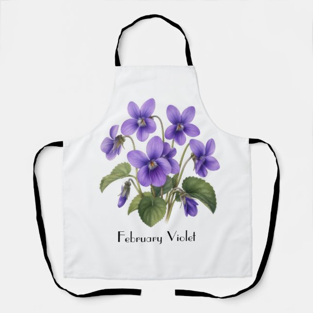 February Violet Flowers  Apron (Front)