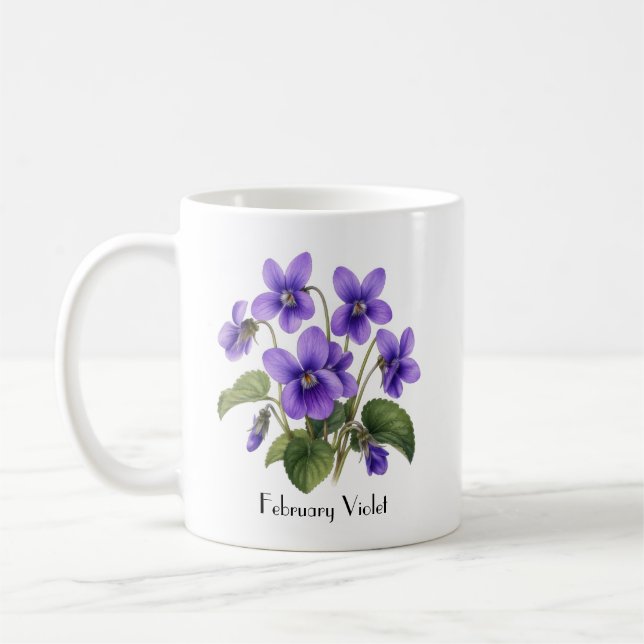 February Violet Flowers Coffee Mug (Left)