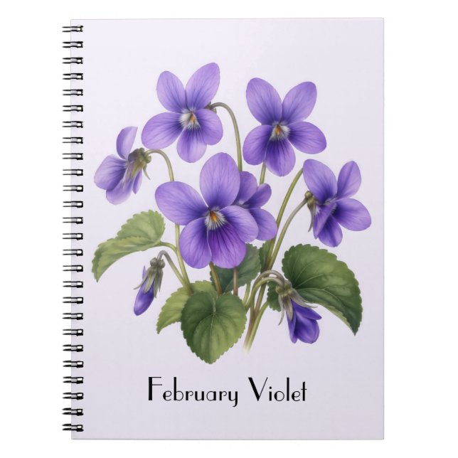 February Violet Flowers  Notebook (Front)