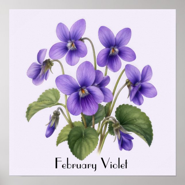 February Violet Flowers Poster (Front)