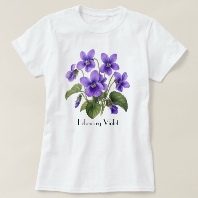 February Violet Flowers T-Shirt (Design Front)