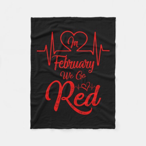 February We Go Red American Heart Disease Awarenes Fleece Blanket