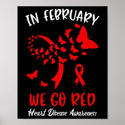 February We Go Red American Heart Disease Awarenes Poster