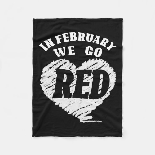 February We Go Red Heart Disease Awareness America Fleece Blanket