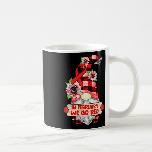 February We Go Red Heart Disease Awareness Cute Re Coffee Mug