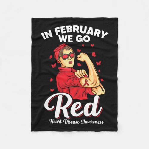 February We Go Red Support Heart Disease Awareness Fleece Blanket