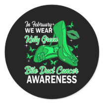 February We Wear Kelly Green Bile Duct Cancer Awar Classic Round Sticker
