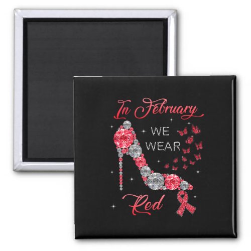 February We Wear Red Butterflies Heart Disease Awa Magnet