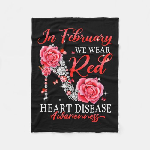 February We Wear Red Butterfly Heart Disease Aware Fleece Blanket