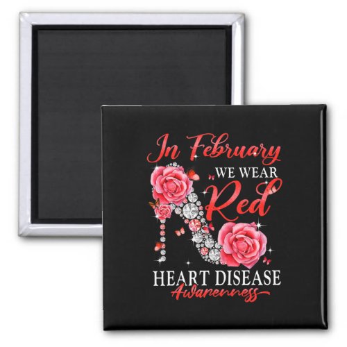 February We Wear Red Butterfly Heart Disease Aware Magnet