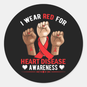 February We Wear Red Heart Disease Awareness Ameri Classic Round Sticker