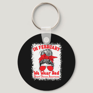 February We Wear Red Heart Disease Awareness Messy Keychain