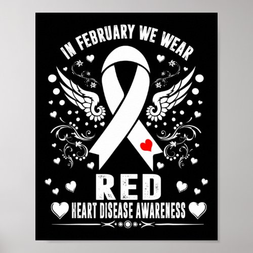 February We Wear Red Heart Disease Awareness Month Poster