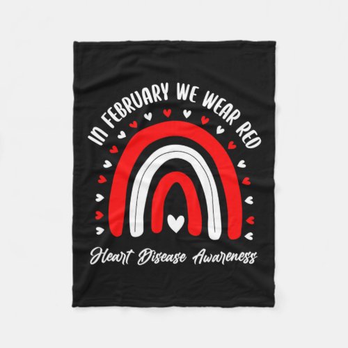 February We Wear Red Heart Disease Warrior Support Fleece Blanket