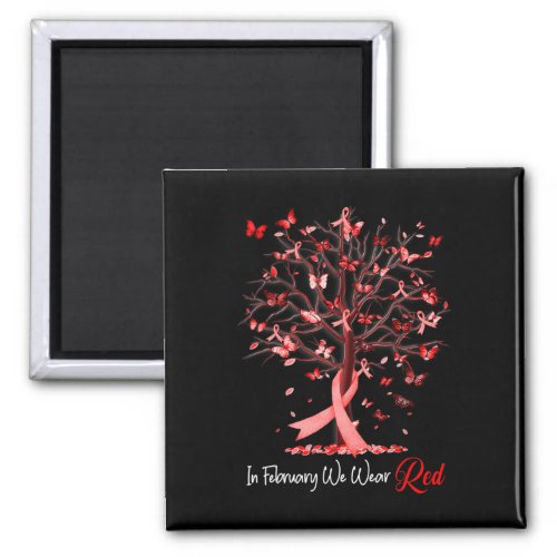 February We Wear Red Tree Ribbon Heart Disease Awa Magnet