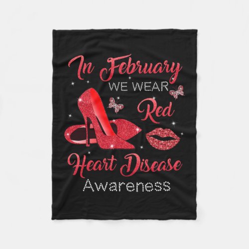 February Wear Red High Heels Heart Disease Awarene Fleece Blanket
