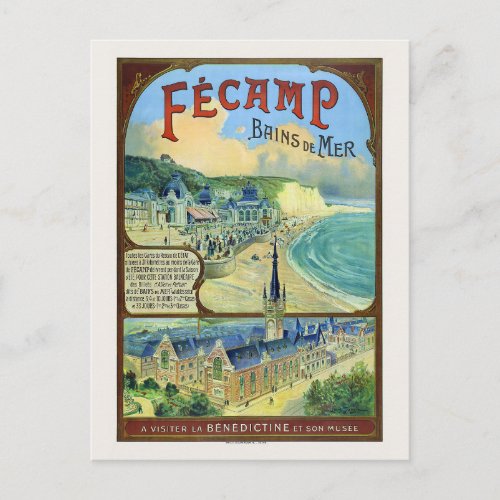 Fcamp Bains de Mer France Vintage Poster 1912 Postcard