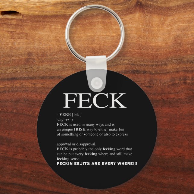 Feck Irish Definition funny patrick day Keychain (Front)
