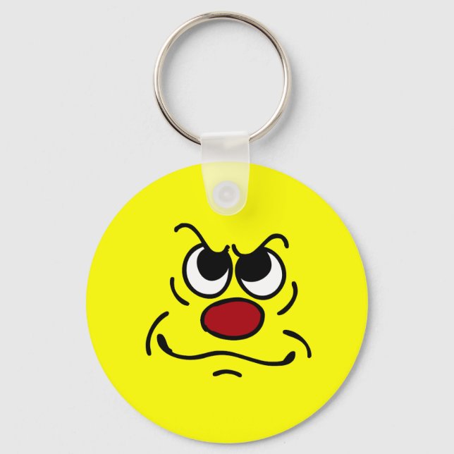 Fed Up Face Grumpey Keychain (Front)