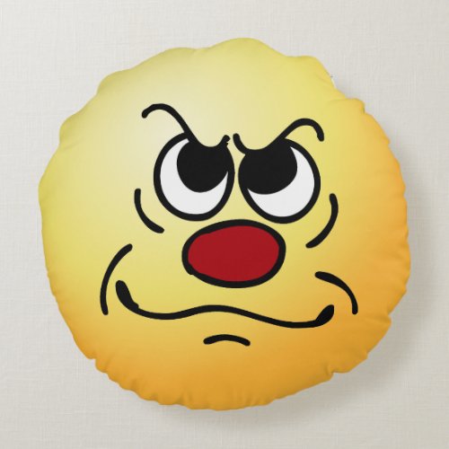 Fed Up Face Grumpey Round Pillow