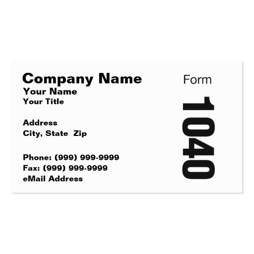 Federal 1040 Form on White Business Card | Zazzle