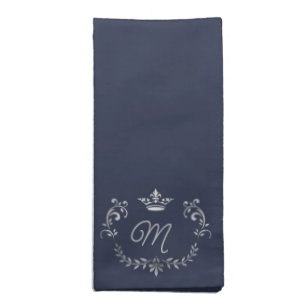 Federal Blue Crown Crest Monogrammed Cloth Napkin